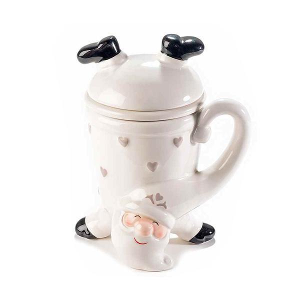 Cana ceramica alba mos craciun 8.5x16 cm