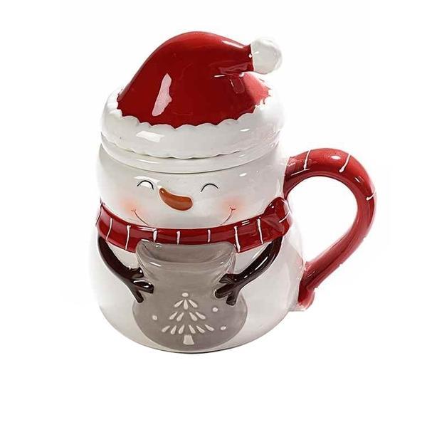 Cana ceramica cu infuzor model om de zapada √ò 8x8/14 cm