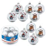 Set 10 globuri 6cm Craciun Paw Patrol argintii