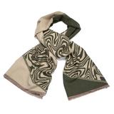 Esarfa Verde Olive-Bej Dubla Cu Animal-Print