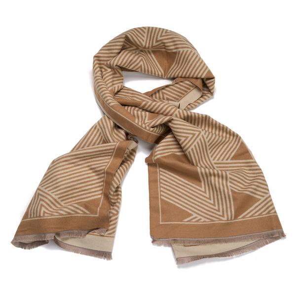 Esarfa Camel Cu 2 Fete Si Imprimeu Geometric Romb