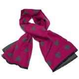 Esarfa Fuchsia Cu Terminatii Franjurate Si Imprimeu Inimioare