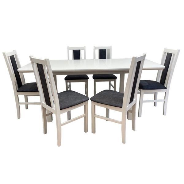 Set masa dm2s varus si 6 scaune dm14 boston alb/gri, 76x80x140/180 cm
