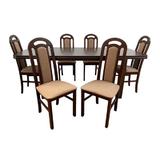 Set masa DM5 Varus si 6 scaune DM Biano, nuc, 76x90x160/200 cm