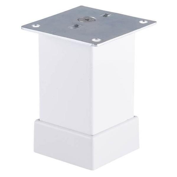 Picior metalic pentru mobilier H:150 mm, finisaj alb, profil patrat 40x40 mm cu masca
