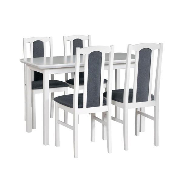 Set masa extensibila dm4 maxima si 4 scaune dm14 boston alb/gri, 70x76x120/150 cm
