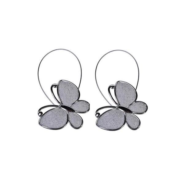 Set 2 magneti decorativi pentru perdele, model fluture, argintiu
