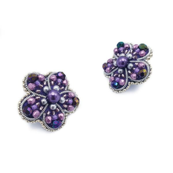 Cercei mov eleganti stil floare, lara, zia fashion