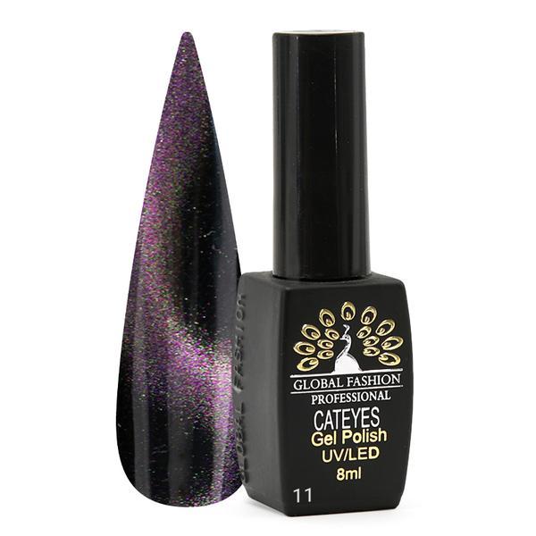 Oja semipermanenta, Global Fashion, 24D Cat Eye, 8 ml, Violet 11