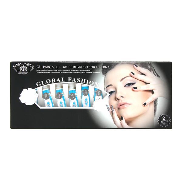 Set 12 gel vopsea in tub, Global Fashion, D02, 5 gr, Negru