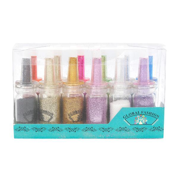 Set 12 decoratiuni unghii, Global Fashion, sclipici, Rainbow Accesorii