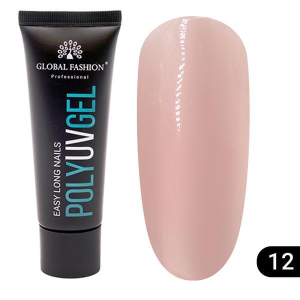 Gel UV constructie unghii, Global Fashion, Polygel, UV, 30 gr, Nude 12