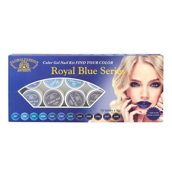 Set 12 gel color, Global Fashion, Royal Blue Series, 5 gr, Albastru esteto