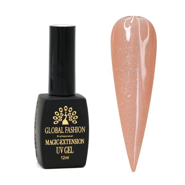Gel UV pentru unghii, Global Fashion,Magic Extension, 12 ml, cu glitter, Nude G08 colorate