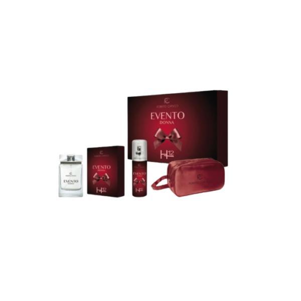 Set parfum dama, Evento H12, Capucci, Apa de parfum 100ml, Deodorant 150ml, Geanta cosmetica