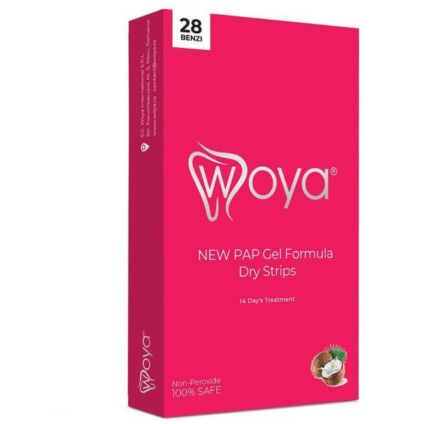 Benzi albirea dintilor -woya dry strips cu gel uscat, pap+ si ulei de cocos, 28 buc