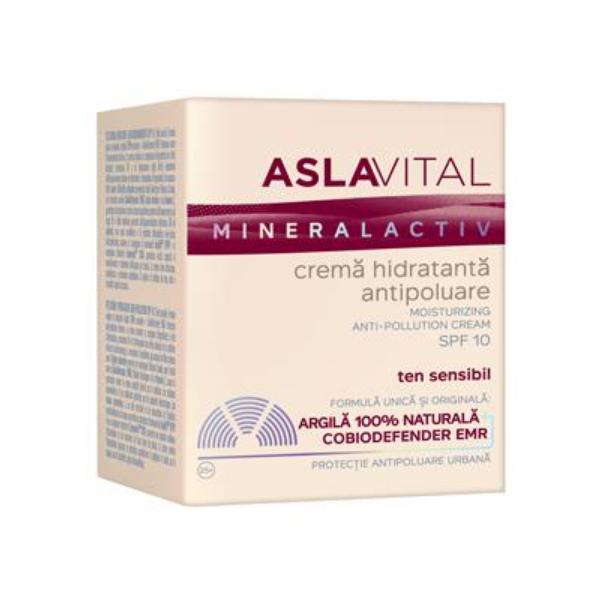 Crema Hidratanta Antipoluare SPF 10 – Aslavital Mineralactiv Moisturizing Anti-Pollution Cream, 50ml Aslavital Creme de zi