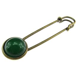 Brosa ac de siguranta agata verde naturala, GlamBazaar