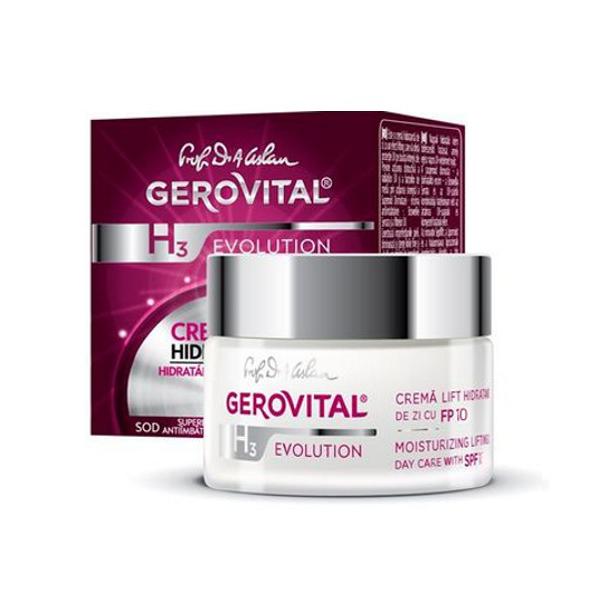 Crema Lift Hidratanta de Zi, cu SPF 10 - Gerovital H3 Evolution Moisturizing Lifting Day Care with SPF 10, 50ml