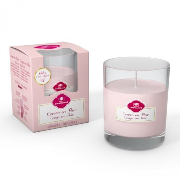 Lumânare naturală Cristalinas Floare de cireș - renaștere - 350 g