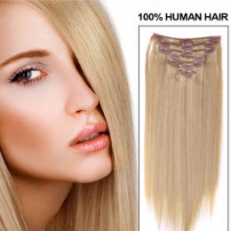 Extensii clip - on veritable cu 10 piese, lungime 50 cm , culoare blond auriu ( # 22 )