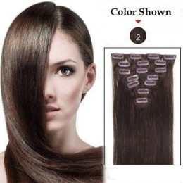 Extensii clip - on veritable cu 12 piese, lungime 50 cm , culoare castaniu ( # 2 )