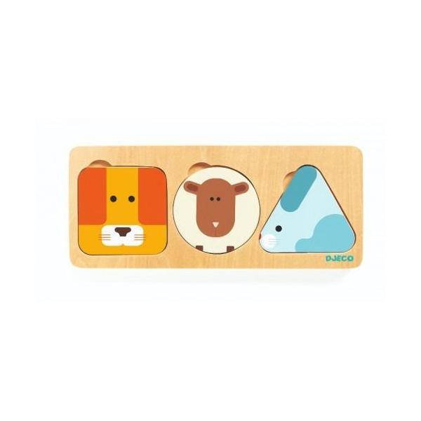 Puzzle incastru - forme, animale si colori - djeco