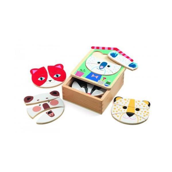 Puzzle lemn face mix - djeco