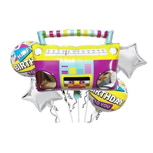 Set Baloane Folie Muzica , 5 buc , Model Casetofon