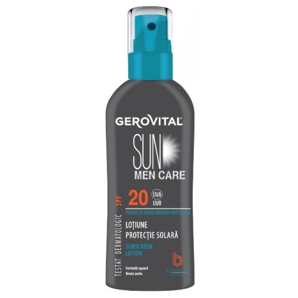 Lotiune Protectie Solara SPF 20 pentru Barbati - Gerovital Sun Men Care Sunscreen Lotion, 150ml