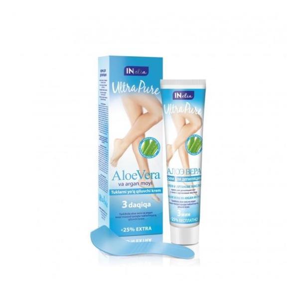 Crema depilatoare, Inelia Ultra Pure, Aloe Vera si ulei de argan, 125ml 125ml
