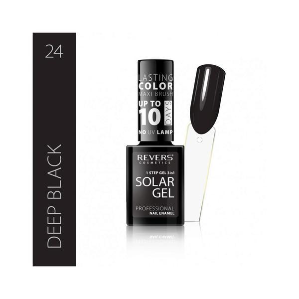Lac de unghii solar gel, Revers, 12 ml, deep black, negru Black