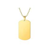 Lant cu pandantiv placuta identificare nume army, dog tag 2.4 X 4 cm, otel inoxidabil, auriu