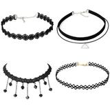 Set 4 coliere choker elegant, negru