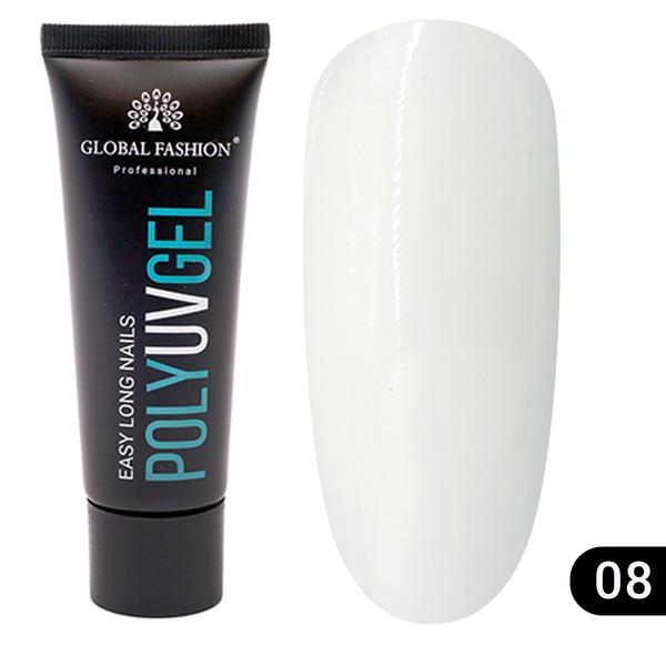 Gel UV constructie unghii, Global Fashion, Polygel, 30 g , Alb 08 ALB