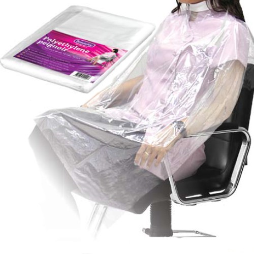 Pelerina de unica folosinta din polietilena - Beautyfor Disposable Polyethylene Peignoir, 135cm x 90cm, 50 buc poza