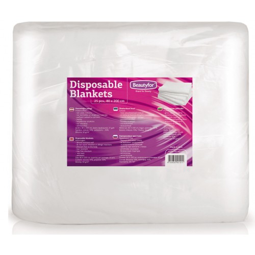 Patura de unica folosinta din material textil moale – Beautyfor Disposable Spunlace Blankets, 80cm x 200cm, 25 buc