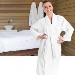 Halat de baie din bumbac - Beautyfor Waffel Pike Bathrobe Kimono 210 Gr/m2, 100% Cotton, White