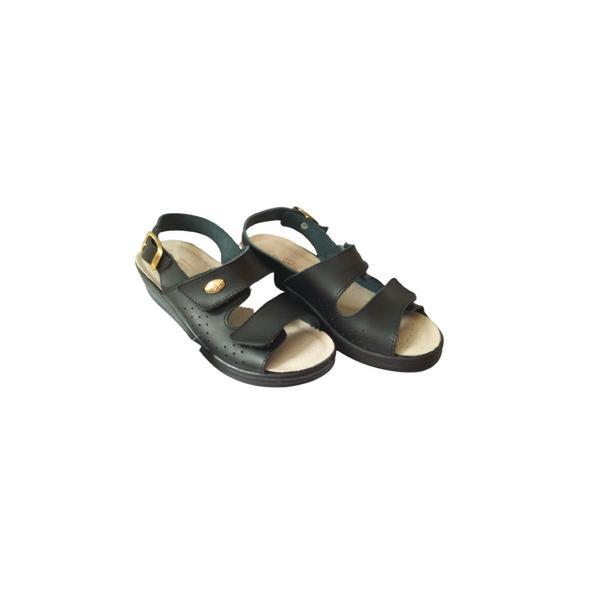 Saboti medicali dama, sanital light 1376, piele naturala, negru cu bareta, 36
