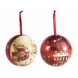 Set 8 globuri metal Christmas Village 15 cm