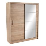 Dulap cu usi glisante mdf maro stejar sonoma Low 180x61x215 cm