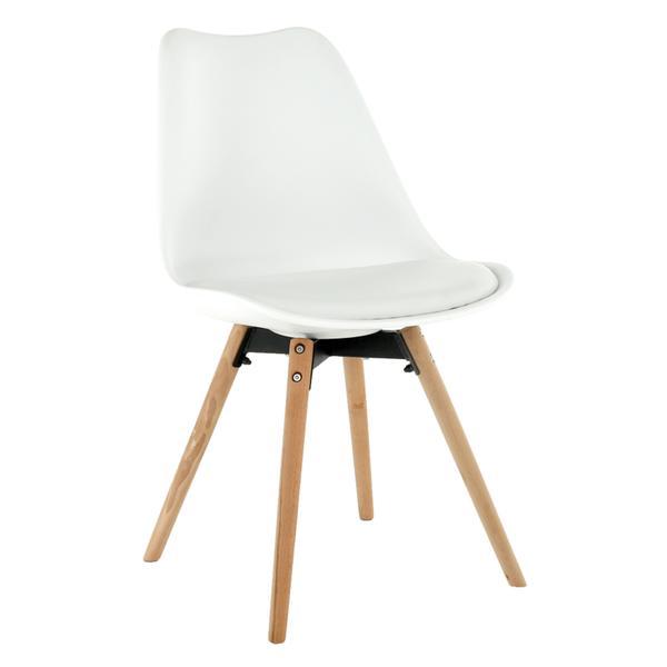 Scaun alb picioare natur fag semer 48x56x80 cm