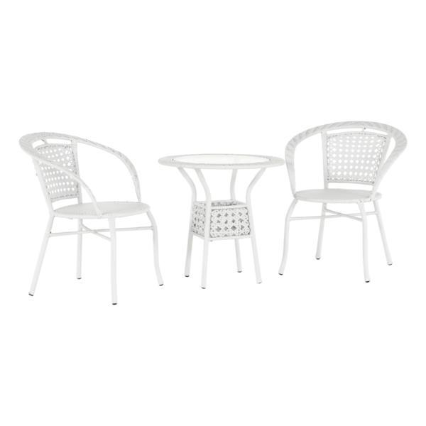 Set mobilier gradina 1+2 rattan sintetic alb Jenar 63x60 cm, 65x62x77 cm