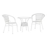 Set mobilier gradina 1+2 rattan sintetic alb Jenar 63x60 cm, 65x62x77 cm