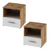 Set mobilier dormitor mdf maro stejar wotan alb Gabriela 201.6x62x200 cm