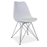 Scaun tapiterie alba crom Metal 49x55x84.5 cm