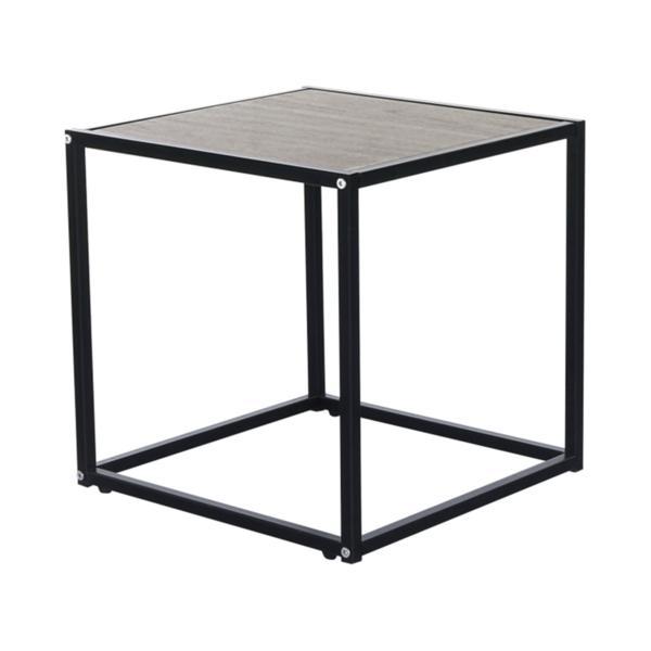 Masuta mdf maro stejar metal negru Jakim 40x40x40 cm