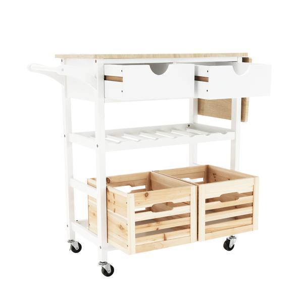 Carucior servire, alb natur, passat 70/110x40x86 cm