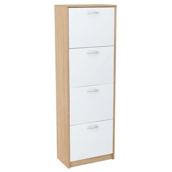 Pantofar 4 compartimente pal natur stejar sonoma alb vivat 50x28x152 cm