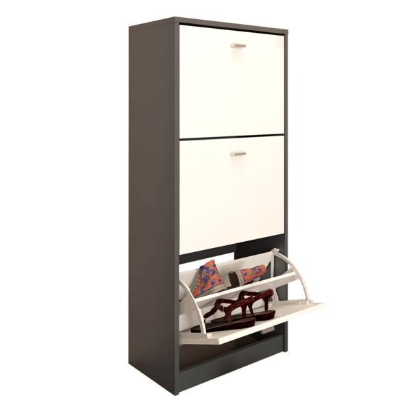 Pantofar 3 compartimente pal gri grafit alb vivat 50x28x116 cm
